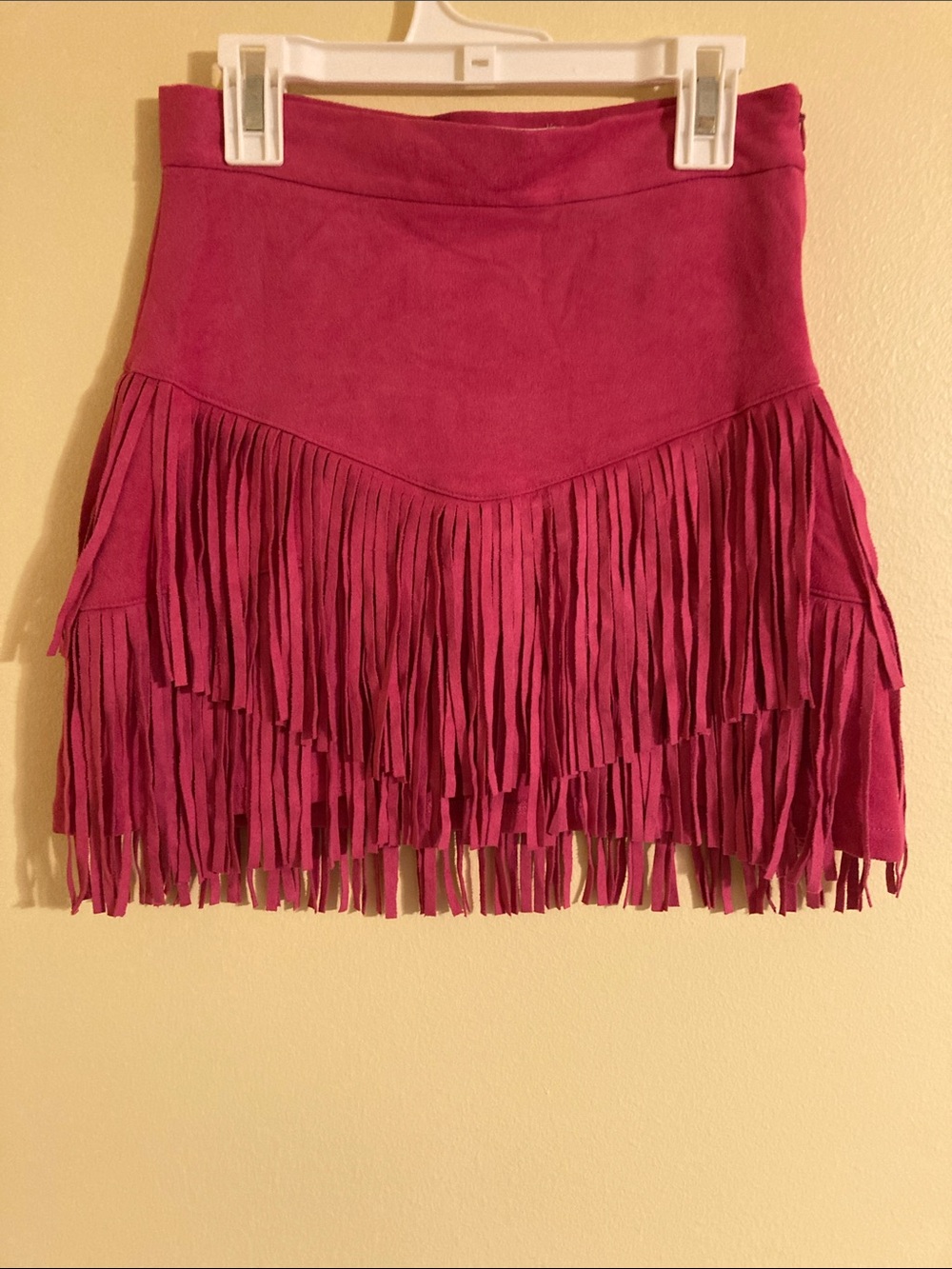 Altar'd State Fuchsia Fringe Mini Skirt
